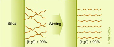 Poorly wetted (left) and a completely wetted (right) rplc phase