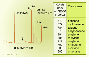 Identification by Kovats index