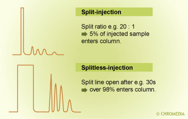 Comparison split vs splitless injection