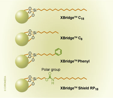 2. Commercial bonded phases for the ethyl-bridged hybrid packing.